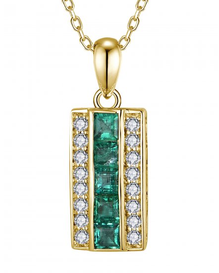 PRINCESS CUT EMERALD DIAMOND PENDANT (TP4092)