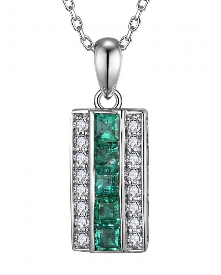 PRINCESS CUT EMERALD DIAMOND PENDANT (TP4092)