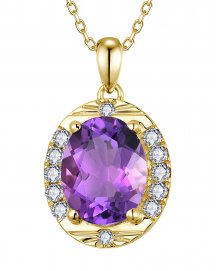 OVAL AMETHYST DIAMOND PENDANT (TP4105)