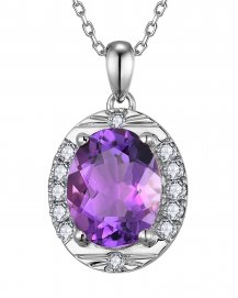 OVAL AMETHYST DIAMOND PENDANT (TP4105)