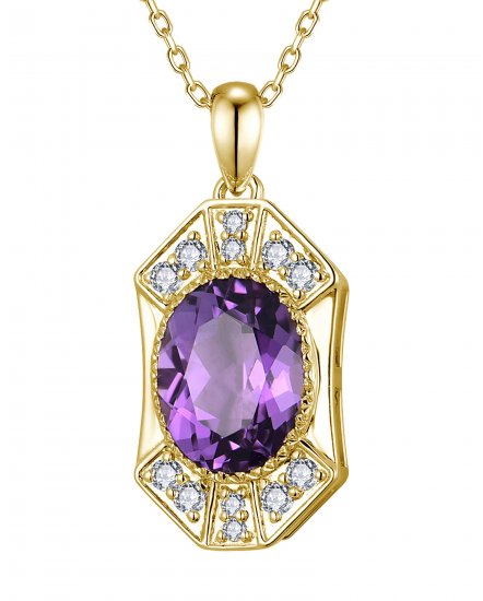 OVAL AMETHYST DIAMOND PENDANT (TP4107)