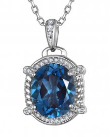 OVAL LONDON BLUE TOPAZ DIAMOND PENDANT (TP4109)
