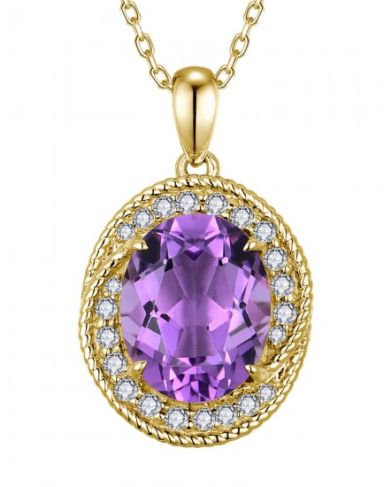 OVAL AMETHYST DIAMOND PENDANT (TP4110)