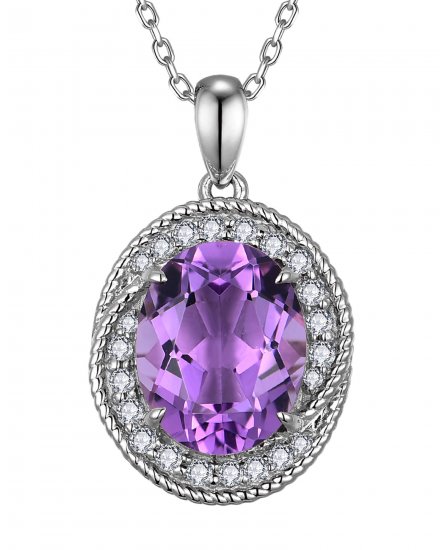 OVAL AMETHYST DIAMOND PENDANT (TP4110)