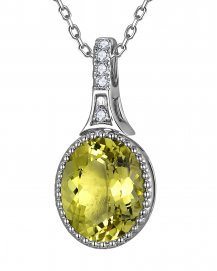 OVAL LEMON QUARTZ DIAMOND PENDANT (TP4112)