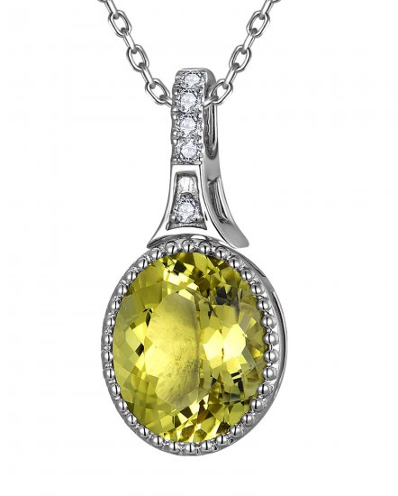 OVAL LEMON QUARTZ DIAMOND PENDANT (TP4112)