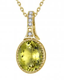 OVAL LEMON QUARTZ DIAMOND PENDANT (TP4112)