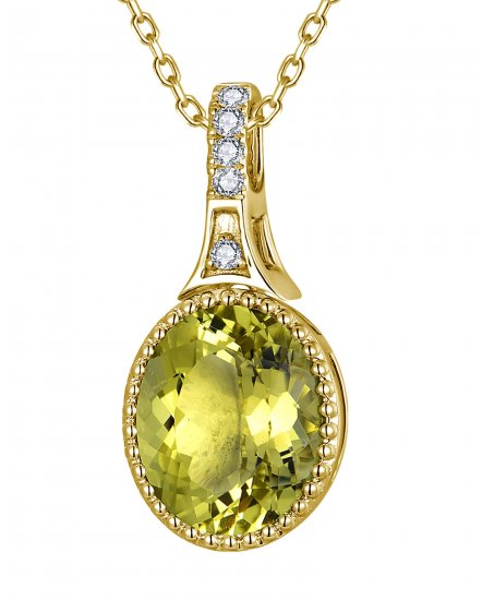 OVAL LEMON QUARTZ DIAMOND PENDANT (TP4112)