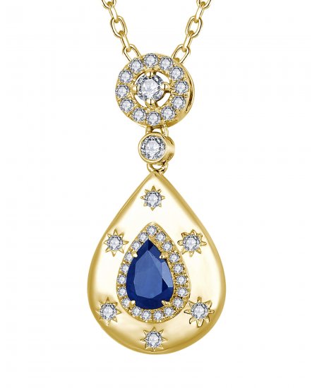 PEAR SAPPHIRE DIAMOND PENDANT (TP4116)