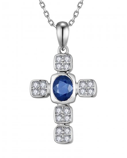 CROSS SAPPHIRE DIAMOND PENDANT (TP4127)