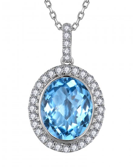 OVAL SWISS BLUE TOPAZ DIAMOND PENDANT (TP4131)