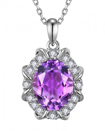 OVAL AMETHYST DIAMOND PENDANT (TP4135)