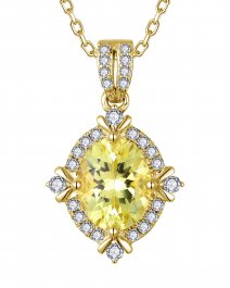 OVAL LEMON QUARTZ DIAMOND PENDANT (TP4136)