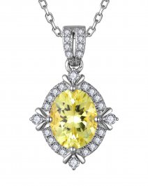 OVAL LEMON QUARTZ DIAMOND PENDANT (TP4136)