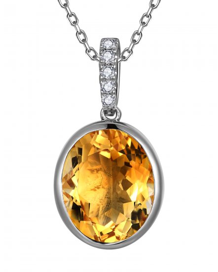 OVAL SHAPE CITRINE DIAMOND PENDANT (TP4139)