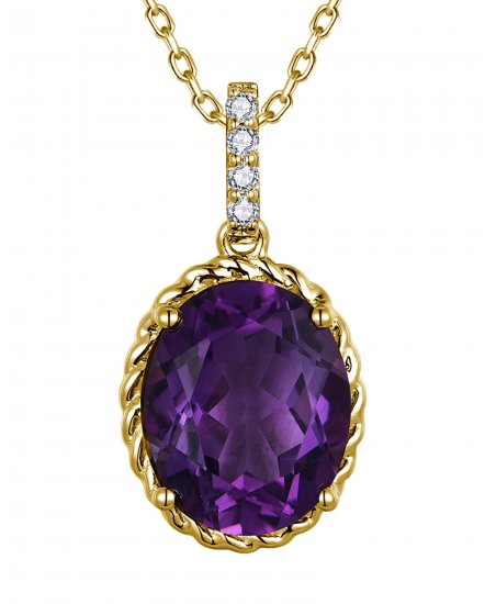 OVAL AMETHYST DIAMOND PENDANT (TP4142)
