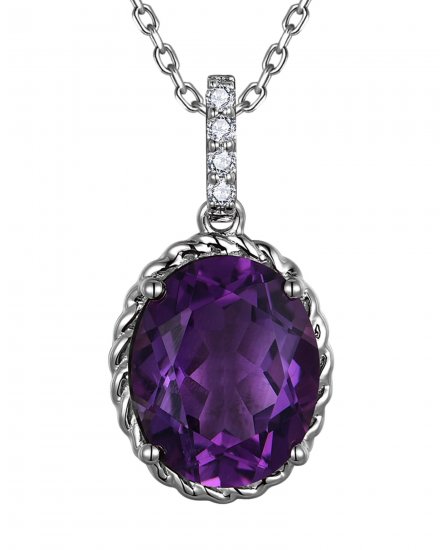 OVAL AMETHYST DIAMOND PENDANT (TP4142)