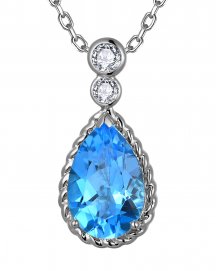 PEAR SWISS BLUE TOPAZ DIAMOND PENDANT (TP4143)