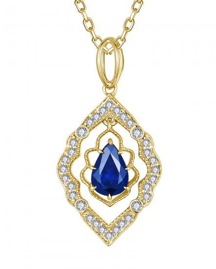 PEAR SAPPHIRE DIAMOND PENDANT (TP4156)