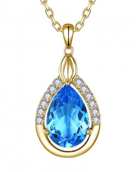 PEAR SWISS BLUE TOPAZ DIAMOND PENDANT (TP4159)