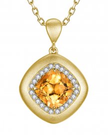 CUSHION SHAPE CITRINE DIAMOND PENDANT (TP4164)