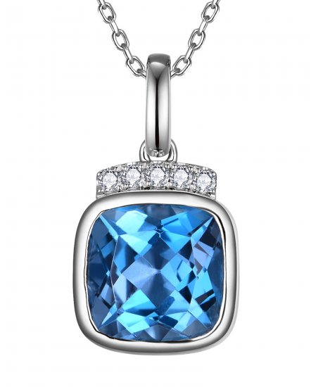 CUSHION LONDON BLUE TOPAZ DIAMOND PENDANT (TP4165)