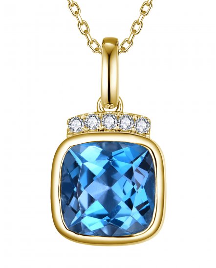 CUSHION LONDON BLUE TOPAZ DIAMOND PENDANT (TP4165)