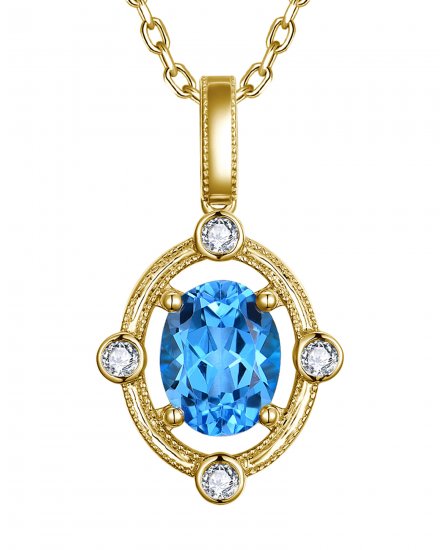 OVAL SWISS BLUE TOPAZ DIAMOND PENDANT (TP4169)