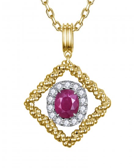 OVAL RUBY DIAMOND PENDANT (TP4172)