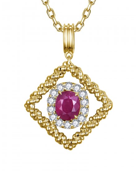 OVAL RUBY DIAMOND PENDANT (TP4172)