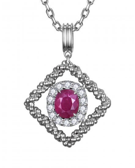 OVAL RUBY DIAMOND PENDANT (TP4172)