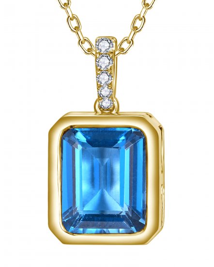 EMERALD CUT LONDON BLUE TOPAZ DIAMOND PENDANT (TP4173)