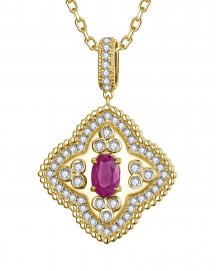 CLOVER STYLE RUBY DIAMOND PENDANT (TP4176)