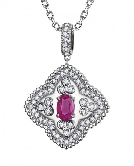 CLOVER STYLE RUBY DIAMOND PENDANT (TP4176)