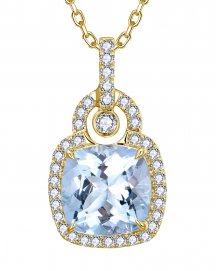 CUSHION AQUAMARINE DIAMOND PENDANT (TP4179)