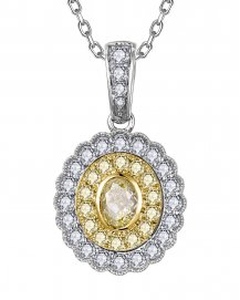 MULTI TONE OVAL DIAMOND PENDANT (TP4225)