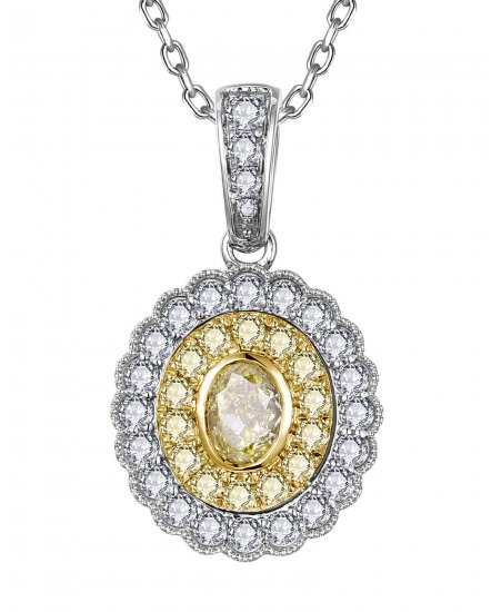 MULTI TONE OVAL DIAMOND PENDANT (TP4225)