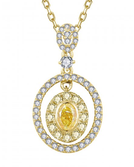 MULTI TONE OVAL DIAMOND PENDANT (TP4227)