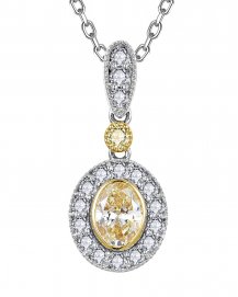 MULTI TONE OVAL DIAMOND PENDANT (TP4228)