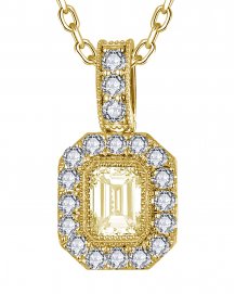 MULTI TONE EMERALD CUT DIAMOND PENDANT (TP4232)