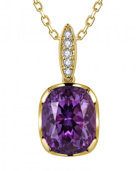 CUSHION AMETHYST DIAMOND PENDANT (TP4254)