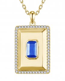 EMERALD CUT SAPPHIRE DIAMOND PENDANT (TP4257)