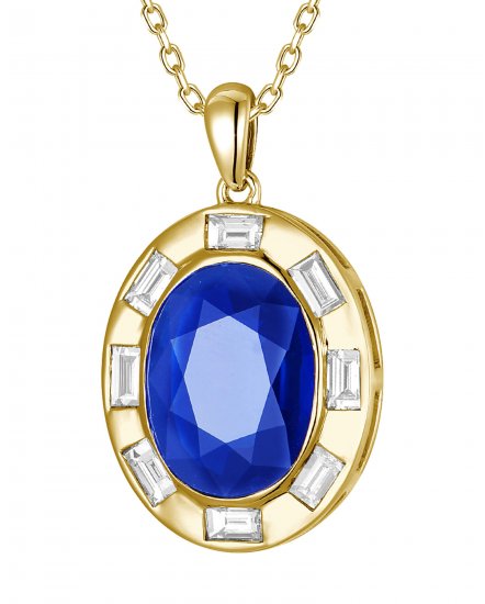 OVAL SAPPHIRE DIAMOND PENDANT (TP4258)