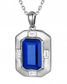 EMERALD CUT SAPPHIRE DIAMOND PENDANT (TP4263)