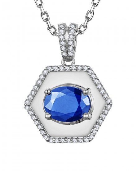 OVAL SAPPHIRE DIAMOND PENDANT (TP4264)