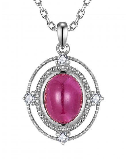 OVAL RUBY DIAMOND PENDANT (TP4269)