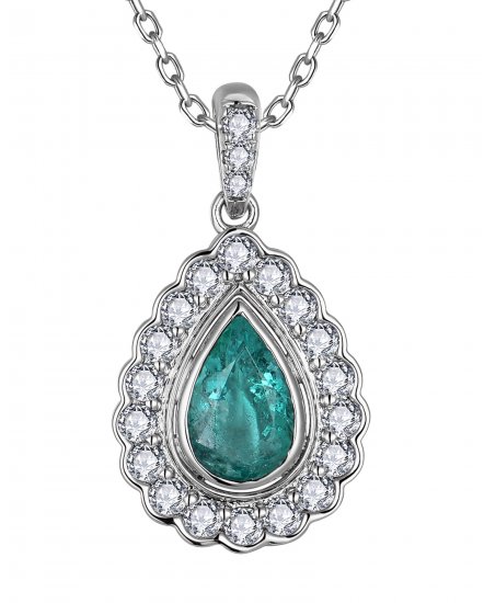 PEAR EMERALD DIAMOND PENDANT (TP4278)