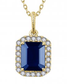 EMERALD CUT SAPPHIRE DIAMOND PENDANT (TP4279)