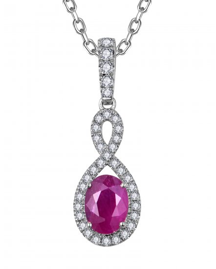 OVAL RUBY DIAMOND PENDANT (TP4287)