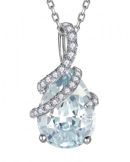 PEAR SHAPE AQUAMARINE DIAMOND PENDANT (TP4295)